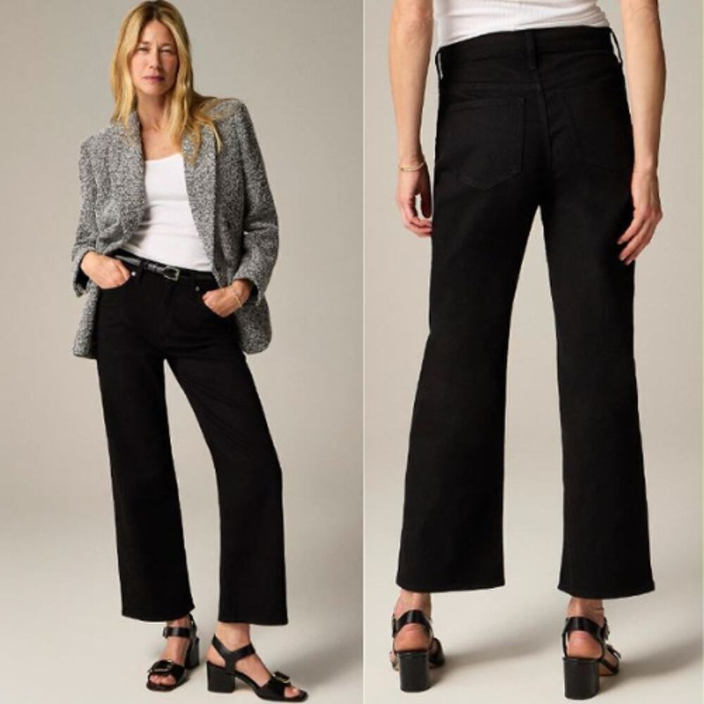 J.Crew Women's Cotton-Blend High Rise Slim-Wide Jean CC586 Black Rinse Sz 27 NWT